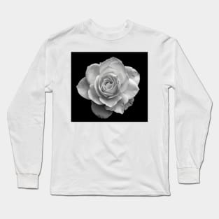 White Rose in Black and White Long Sleeve T-Shirt